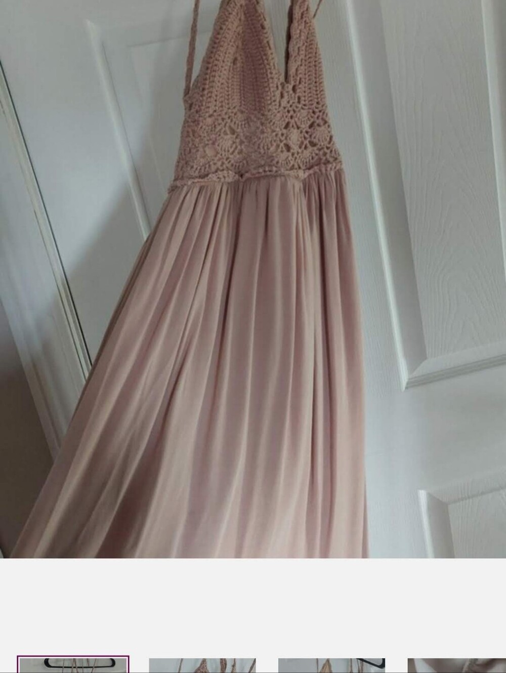 The Ultimate Boho Crochet Halter Maxi Dress - Tan